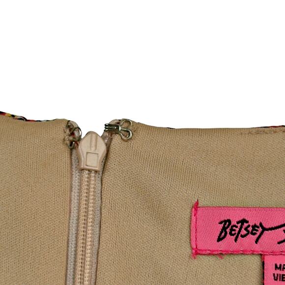 Betsey Johnson Floral Tapestry V Neck Ruffle Empire Dress Bell Sleeve Sz 10 - Picture 7 of 8